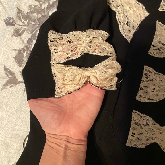 RARE Pearl Lowe British Tea Antique lace black bow dress 👗 Daisy 🌼 - Picture 6 of 8